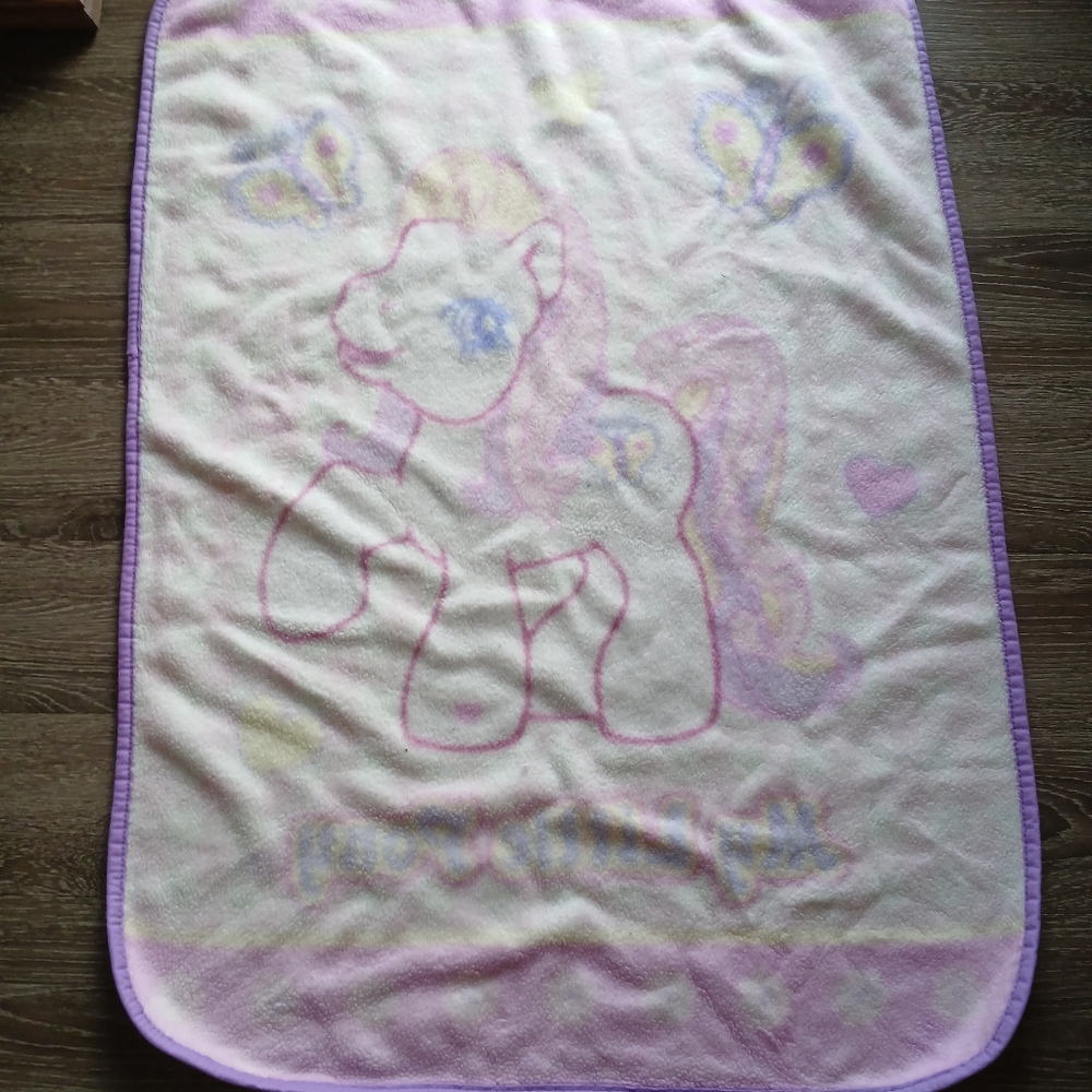 Vintage My Little Pony Pink and Purple Kids Blanket G3 Fluttershy - Picture 2 of 11